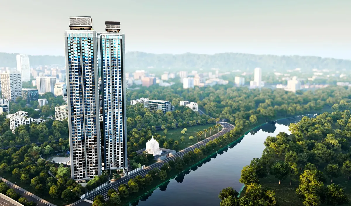 Rustomjee Verdant Vistas landscaped podium, Majiwada